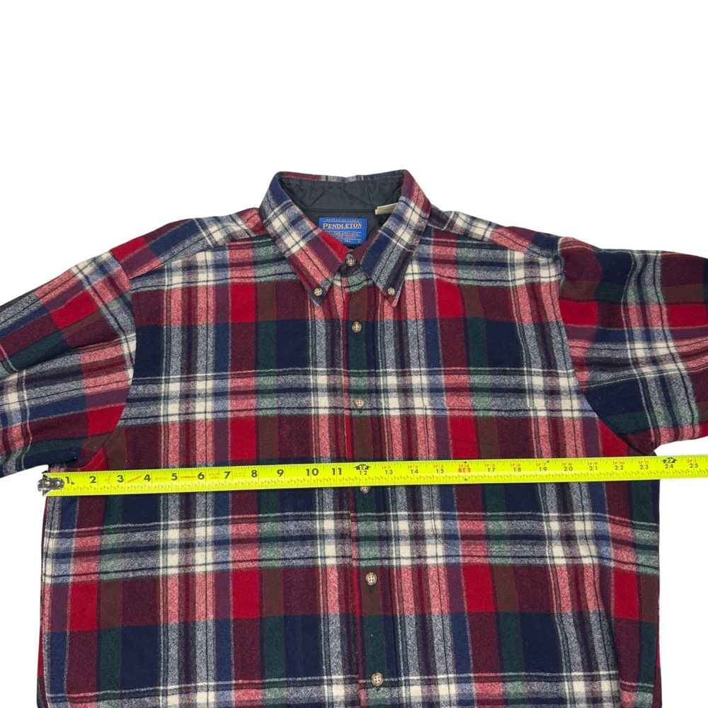 Pendleton Flannel Shirt Mens Large Red Plaid 100%‎ Virgin Wool Button Down USA - Picture 8 of 11